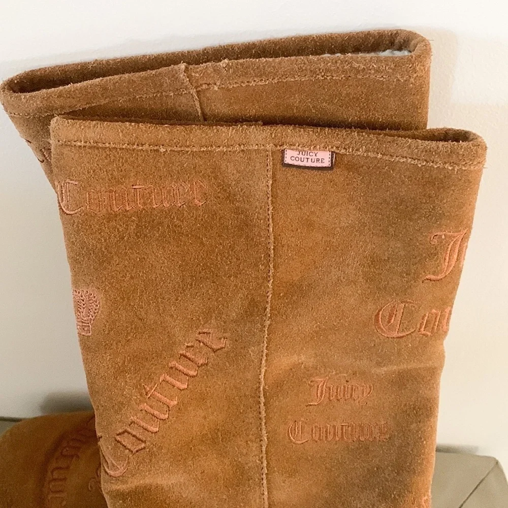 Juice Couture Angel Logo Boots Suede Winter Faux Shearling lining 11